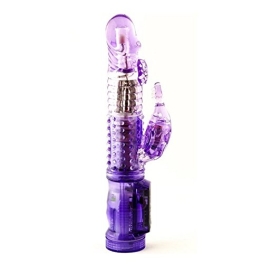 Jack Rabbit Vibrator Perlen-Jelly-Vibrator mit Rotation und 7 Vibratiosstufen Länge ca. 22cm Ø 3,5 - 4 cm Funktionen einzeln regelbar Wasserfest (Lila) - 1