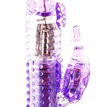 Jack Rabbit Vibrator Perlen-Jelly-Vibrator mit Rotation und 7 Vibratiosstufen Länge ca. 22cm Ø 3,5 - 4 cm Funktionen einzeln regelbar Wasserfest (Lila) - 2