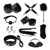Paloqueth Sex Werkzeuge 10 Stück unter dem Bett Restraint System Slave S&M Fesseln Bondage Kit (Schwarz) - 1