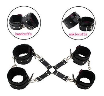 Paloqueth Sex Werkzeuge 10 Stück unter dem Bett Restraint System Slave S&M Fesseln Bondage Kit (Schwarz) - 3
